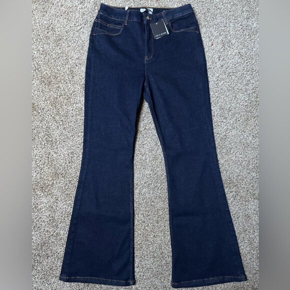 NEW Lola Denim-Alice Flare High-Rise Dark Blue Stretch Premium Denim Jeans 32 - Picture 7 of 14